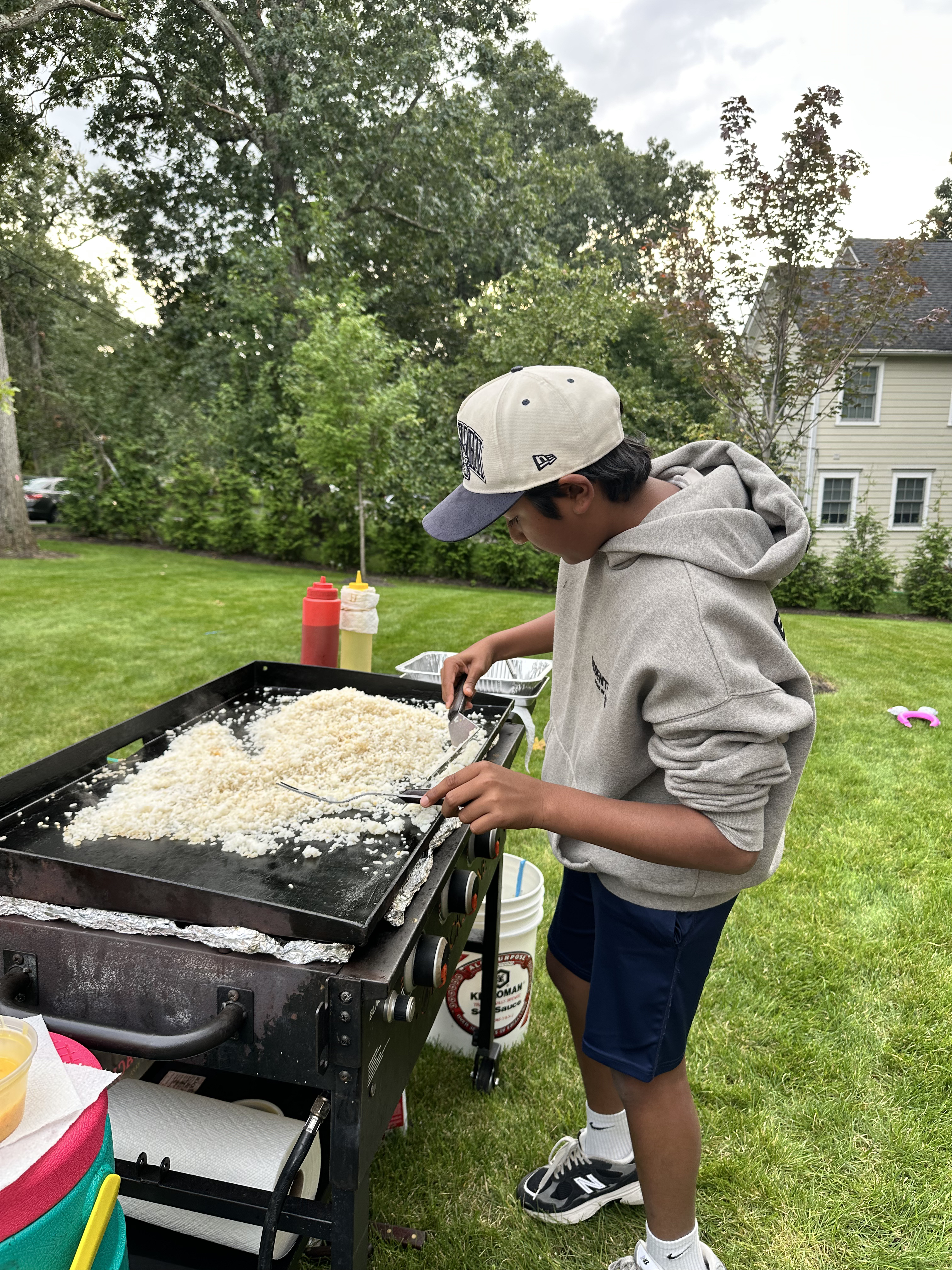 Family backyard hibachi birthday party