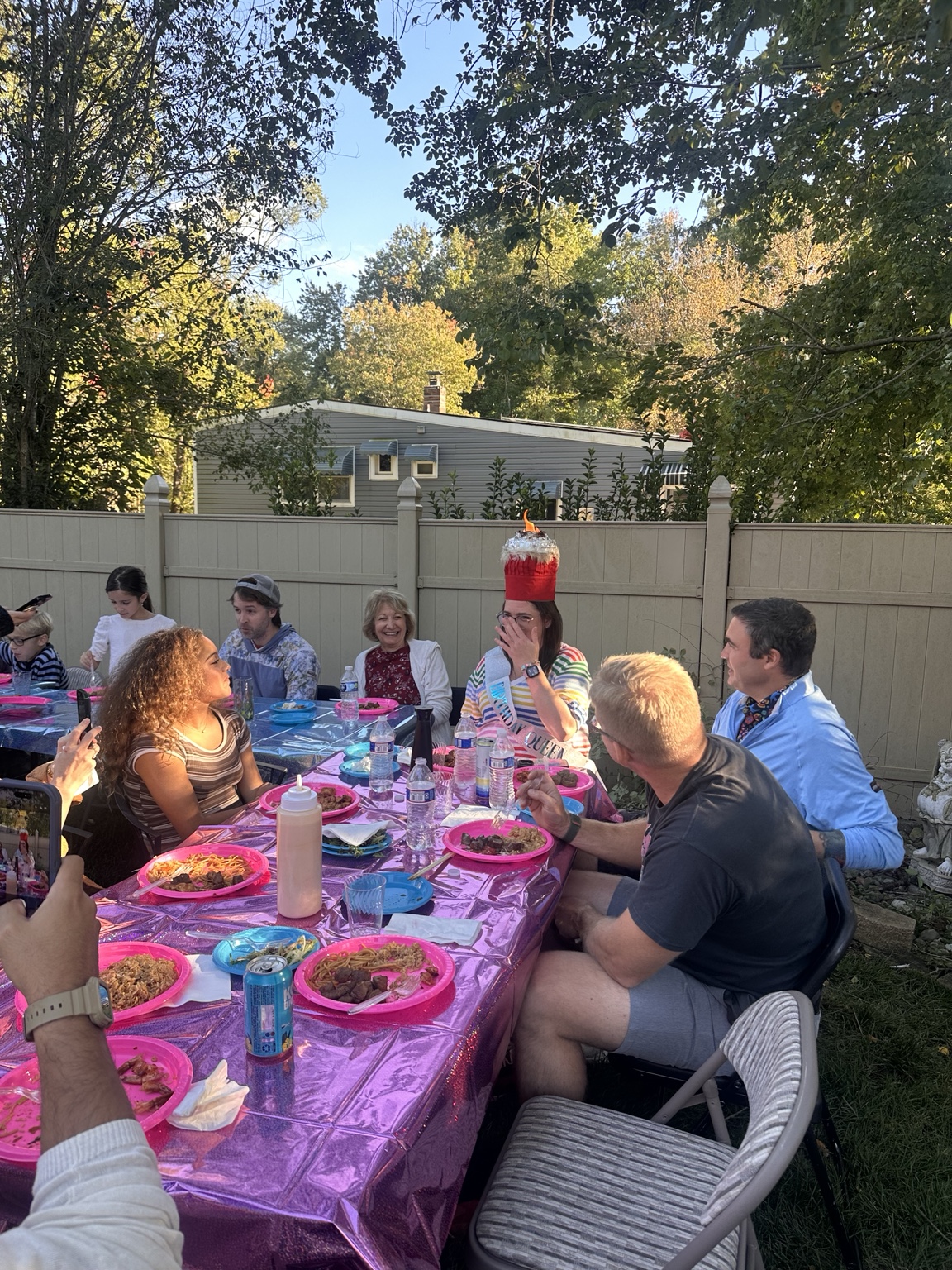 Private hibachi chef cooking at a backyard party